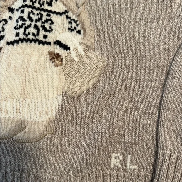 Ralph Lauren Tan Sweater with Bear and Dog Motif - Picture 4 of 4
